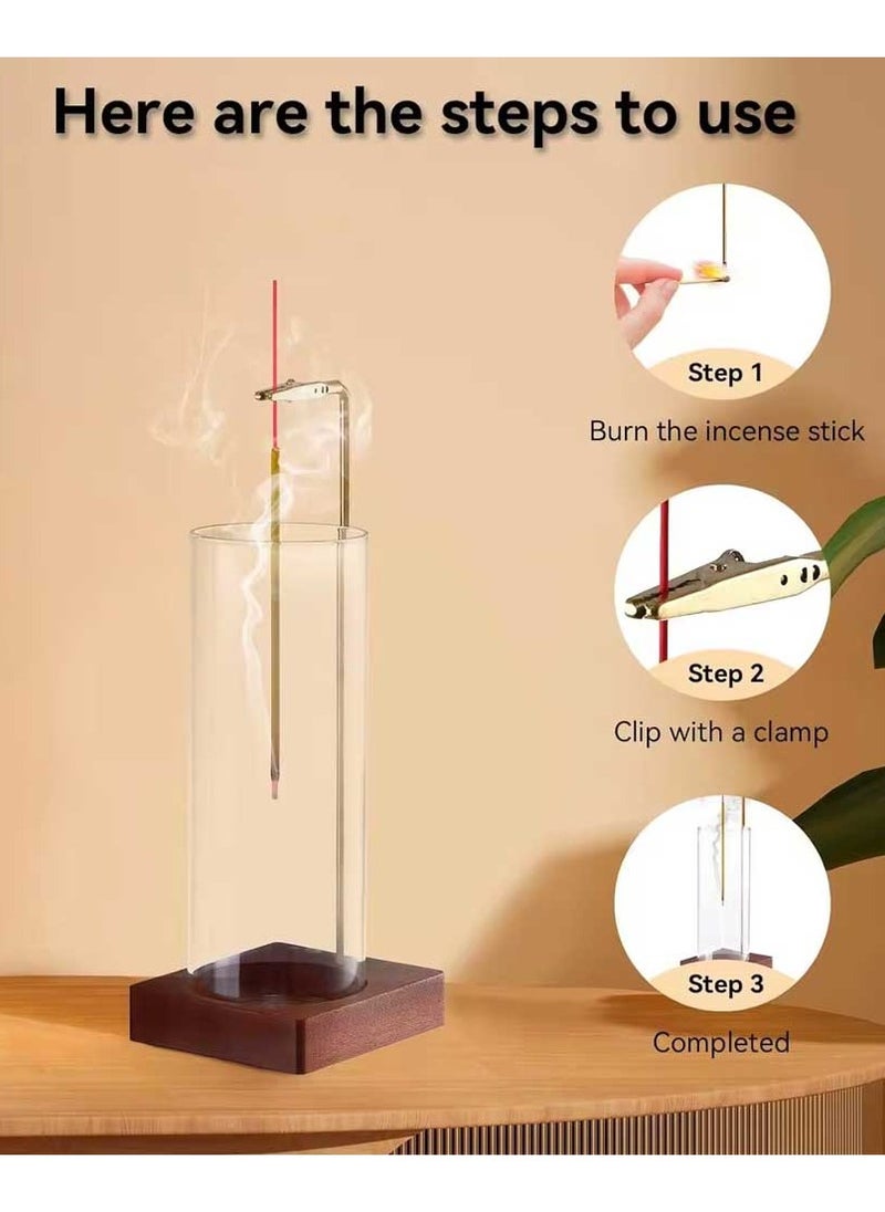 Bakhoor BoSidin Modern Incense Holder with Round Glass Ash Catcher – Wooden Upside Down Incense Stick Holder for Home Fragrance  - Image 5