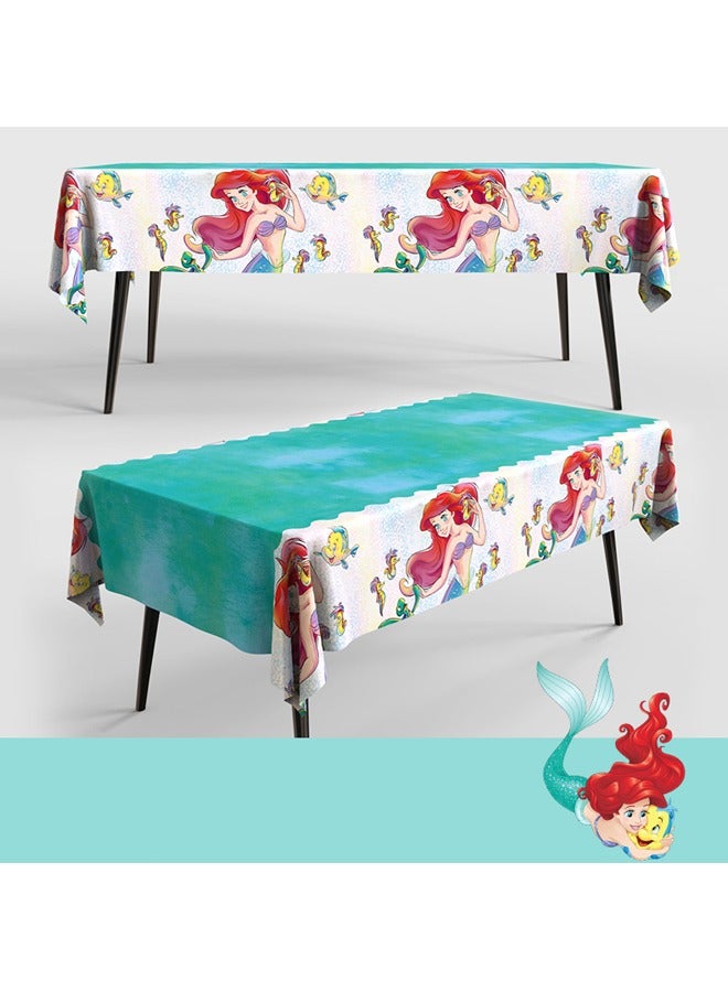 2 PCS mermaid pattern disposable waterproof birthday tablecloth party supplies decorative tablecloth (size: 137cm*183cm)  - Image 3