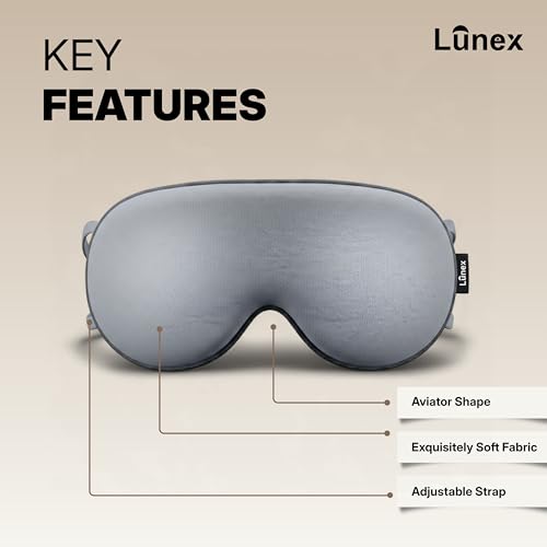 Lunex Premium Grey Sleep Mask for Men & Women (2 PCS) | 6 Months Warranty | Ultra-Soft Eye Cover for Deep Sleep | Adjustable Strap & Light Blocking - Image 4