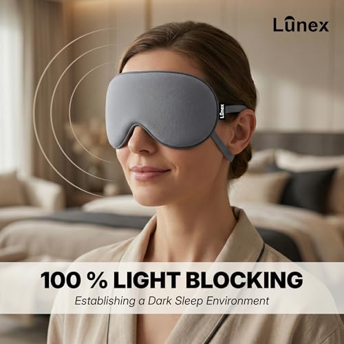 Lunex Premium Grey Sleep Mask for Men & Women (2 PCS) | 6 Months Warranty | Ultra-Soft Eye Cover for Deep Sleep | Adjustable Strap & Light Blocking - Image 2