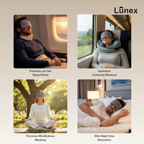 Lunex Premium Grey Sleep Mask for Men & Women (2 PCS) | 6 Months Warranty | Ultra-Soft Eye Cover for Deep Sleep | Adjustable Strap & Light Blocking - Image 5