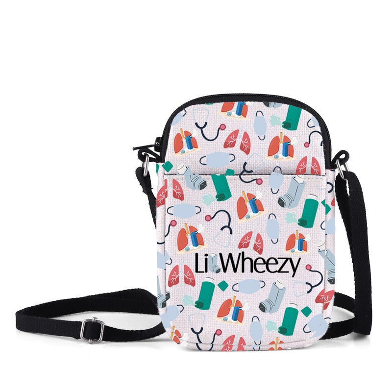 MNIGIU Asthma Inhaler Crossbody Bag Asthma Fighter Gift Wheezy Shoulder Bag Asthma Awareness Gift Respiratory Gifts - Image 1