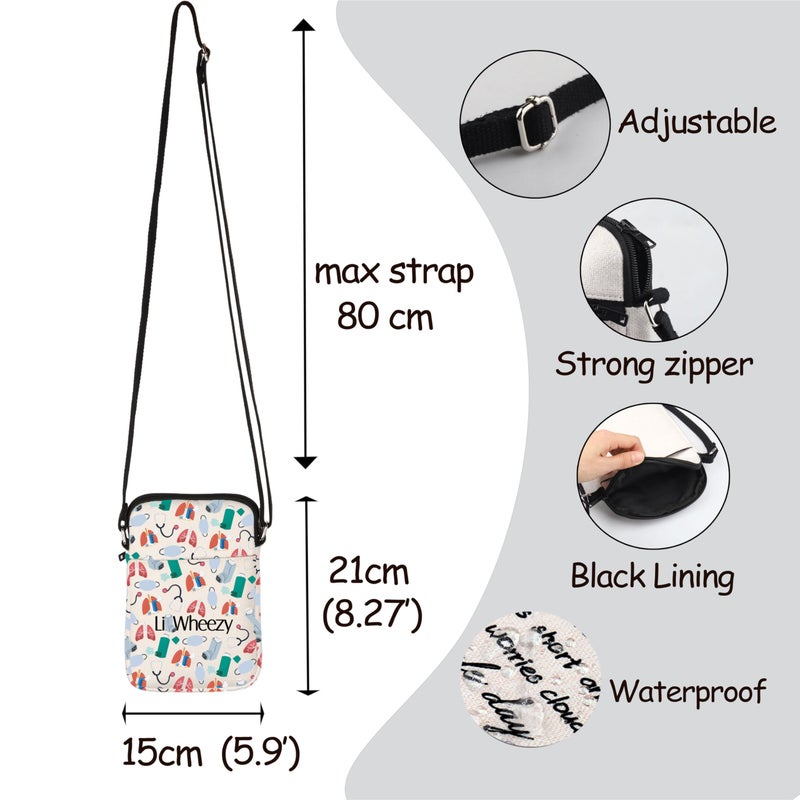 MNIGIU Asthma Inhaler Crossbody Bag Asthma Fighter Gift Wheezy Shoulder Bag Asthma Awareness Gift Respiratory Gifts - Image 4