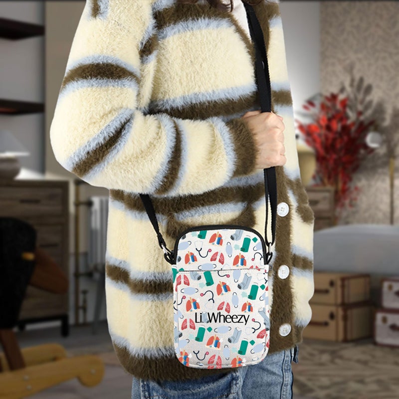 MNIGIU Asthma Inhaler Crossbody Bag Asthma Fighter Gift Wheezy Shoulder Bag Asthma Awareness Gift Respiratory Gifts - Image 3
