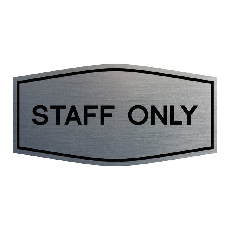 All Quality All Quality Fancy Staff Only Wall or Door Sign - Durable Material | Keep Visitors and Guests Safe (Brushed Silver) - Large (1 Pack)  - Image 1