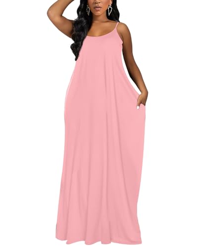 OFEEFAN Maxi Dresses V Neck Easter Dresses for Women Beach Fashion Summer Dress Valentines Pink M - Image 3