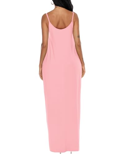 OFEEFAN Maxi Dresses V Neck Easter Dresses for Women Beach Fashion Summer Dress Valentines Pink M - Image 5
