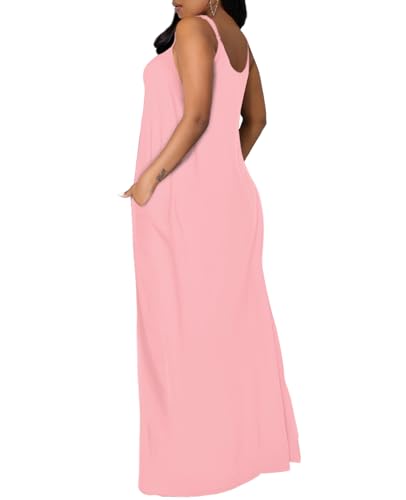 OFEEFAN Maxi Dresses V Neck Easter Dresses for Women Beach Fashion Summer Dress Valentines Pink M - Image 4