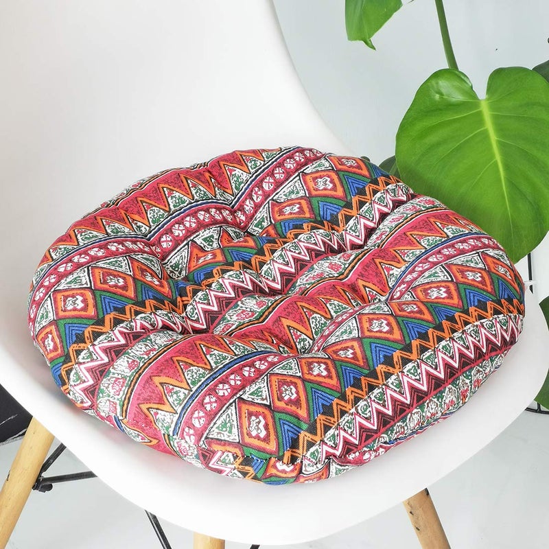 vctops vctops Bohemian Soft Round Chair Pad Garden Patio Home Kitchen Office Seat Cushion Red Diameter 20""  - Image 3