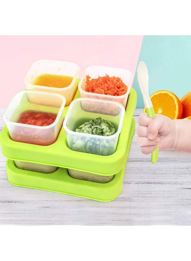 12-Pack Plastic Food Storage Containers With Lids Airtight Freezer Safe (Green, 4 Oz Each) - Baby Food Freezer Trays With Lids Baby Cubes Food Storage - Stackable Baby Food Storage Containers - pzsku/Z85E424C98B559CC5C935Z/45/_/1735214540/11c629ba-7c80-4eae-b5ee-e694ba27ed96