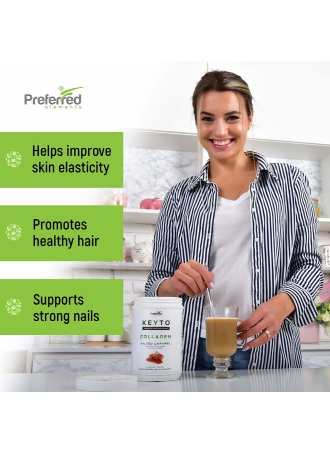 Preferred Elements - Keto Collagen Protein Powder with MCT Oil – Keto and Paleo Friendly Pure Grass Fed Pasture Raised Hydrolyzed Collagen Peptides KEYTO Salted Caramel Flavor - Image 1
