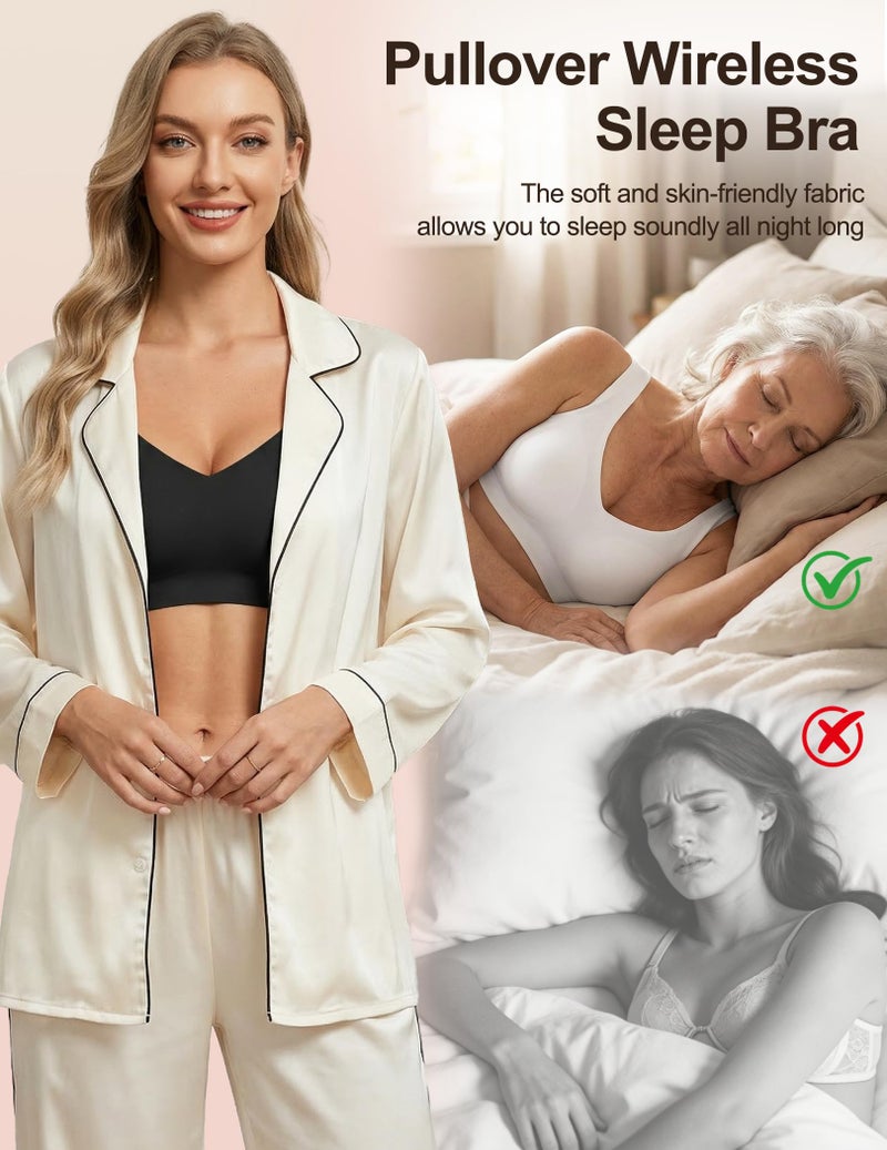 Women's Seamless Wireless Pullover Bralette Lightly Padded Full Coverage T-Shirt Bra with Wide Straps - Image 5