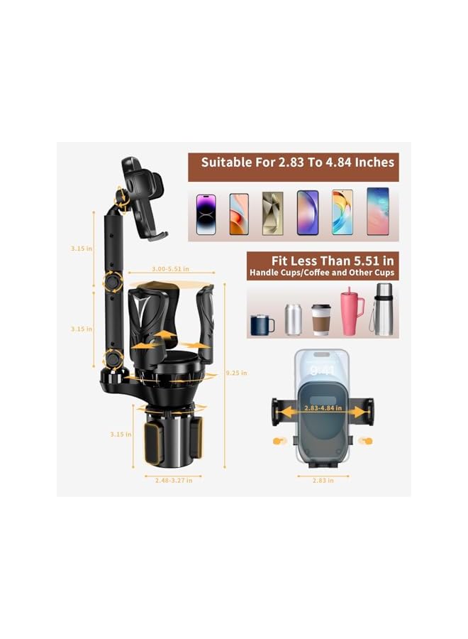 S-TOP Phone Holders for Your Car, Adjustable Car Cup Holder Expander with Rubber Grip, Secure Hold, Multi-Scenario Use for Drivers, Commuters & Road Trips, Fit for Up to 5.31'' Drinks/Mugs/Foods - Image 3