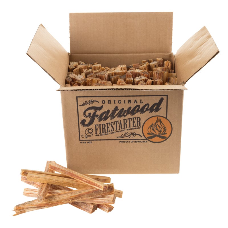 Trademark Global Fatwood Pine Wood Fire Sticks - 10lb Box of Indoor or Outdoor Fire Starters for Campfires, Grills, Wood Stoves, Firepits, or Fireplaces by Pure Garden - Image 1