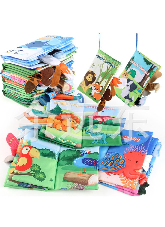 Generic - Baby Baby Sea Land Air Tail Cloth Book Chinese And English Ocean Forest Flying Animals Palm Book Early Education Toys-Color:JL568-1-2-3-4-5-6 Tail Cloth Book (6 1 Set) - Image 1