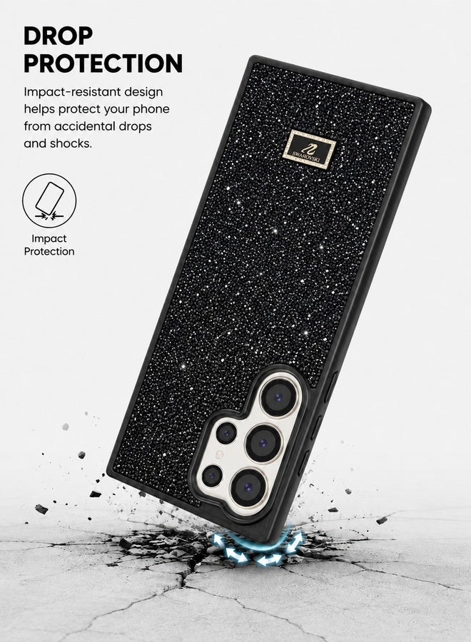 VR CREATIVE Luxury Sparkling Crystal Rhinestone Protective Phone Case Cover for Samsung Galaxy S24 Ultra – Black - Image 4