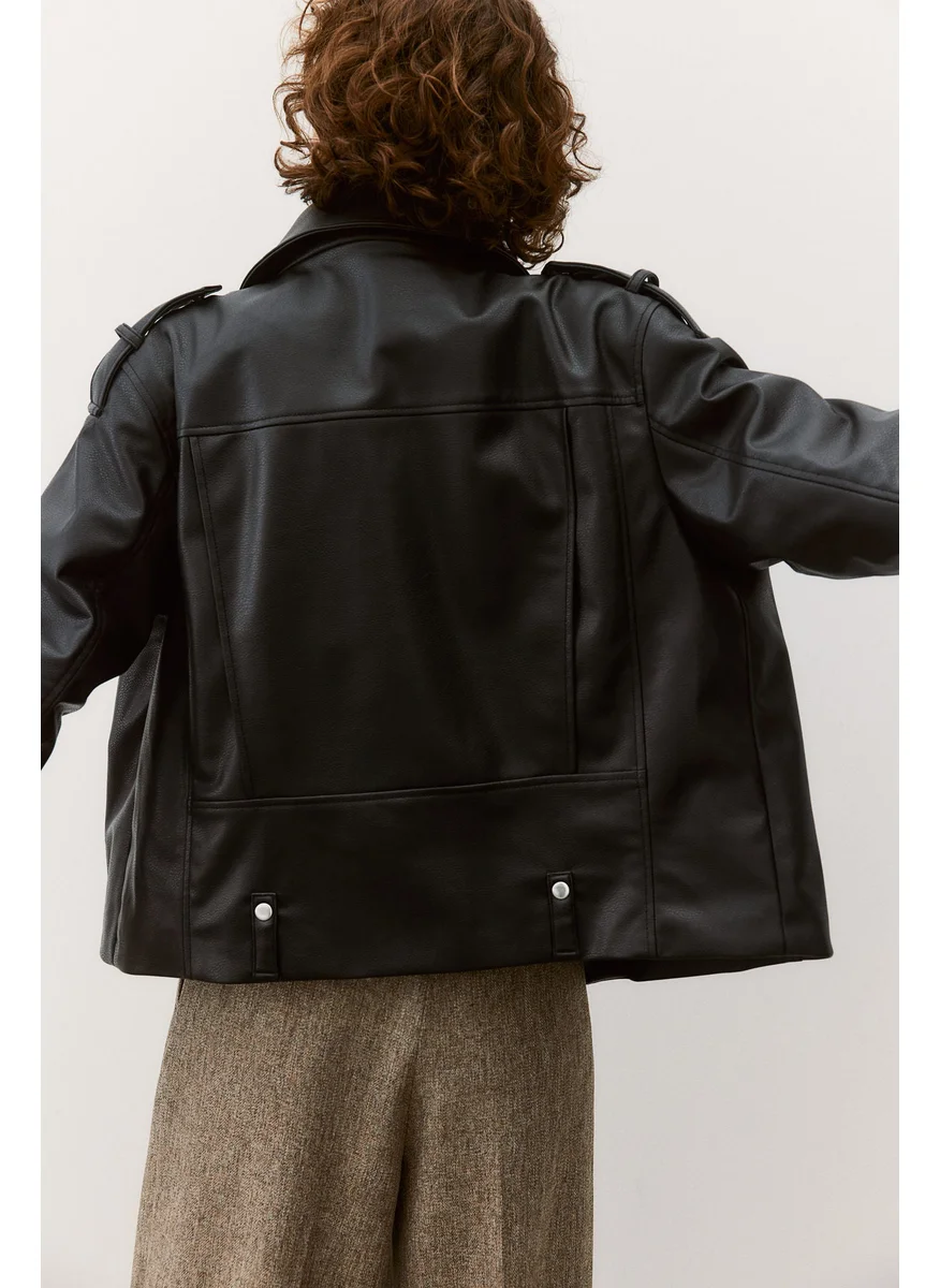 H&M Coated Biker Jacket