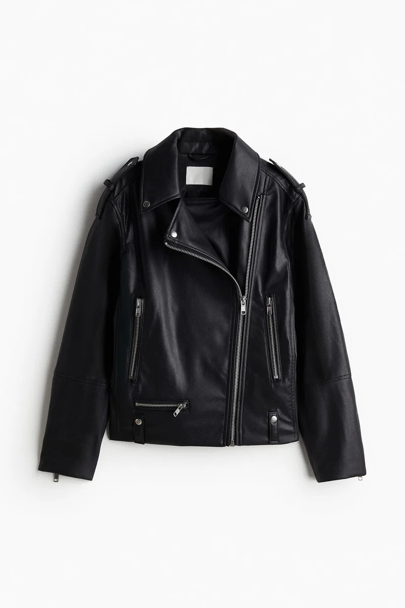 H&M Coated Biker Jacket