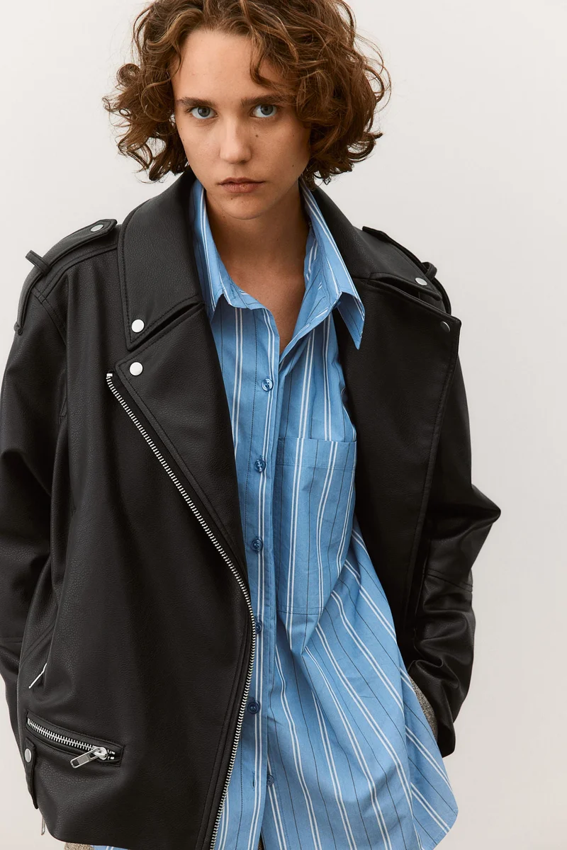 H&M Coated Biker Jacket