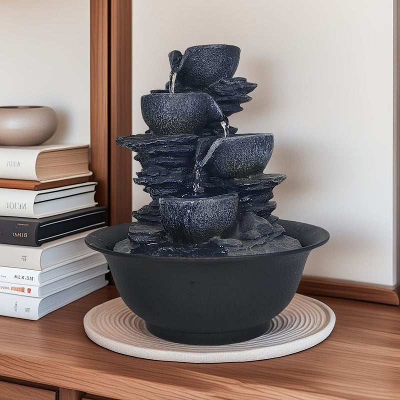 Resin Rockery Model A Desktop Fountain Powered by Mobile Power Supply Unique Decorative Art - Image 2