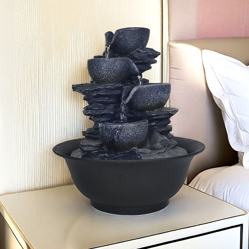 Resin Rockery Model A Desktop Fountain Powered by Mobile Power Supply Unique Decorative Art - Image 1