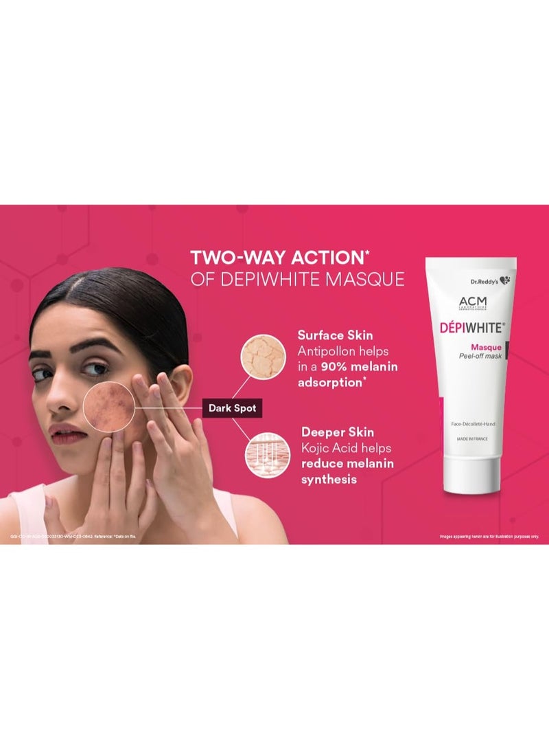 Dr. Reddy's Depiwhite Peel Off Masque | Contains Vitamin C and Kojic Acid | Helps in Reducing Hyperpigmentation | Gives Instant Glow | For Men and Women | 40ml - Image 4