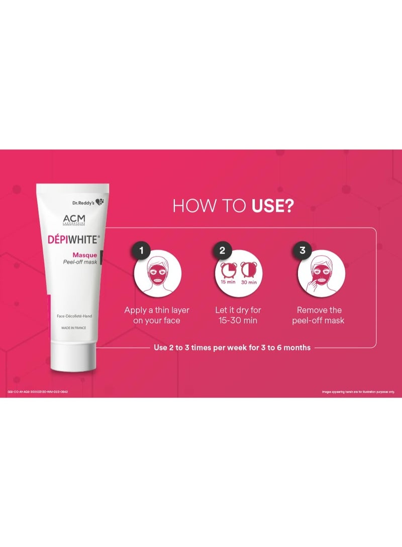 Dr. Reddy's Depiwhite Peel Off Masque | Contains Vitamin C and Kojic Acid | Helps in Reducing Hyperpigmentation | Gives Instant Glow | For Men and Women | 40ml - Image 5