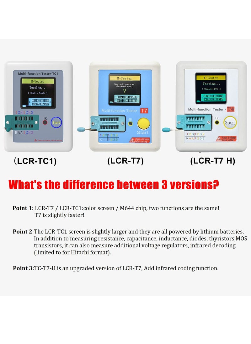 Generic - LCR TC1 Multi-Function Transistor Meter with Full Color Display for Testing Diodes Capacitors Resistors and MOSFETs - Image 1