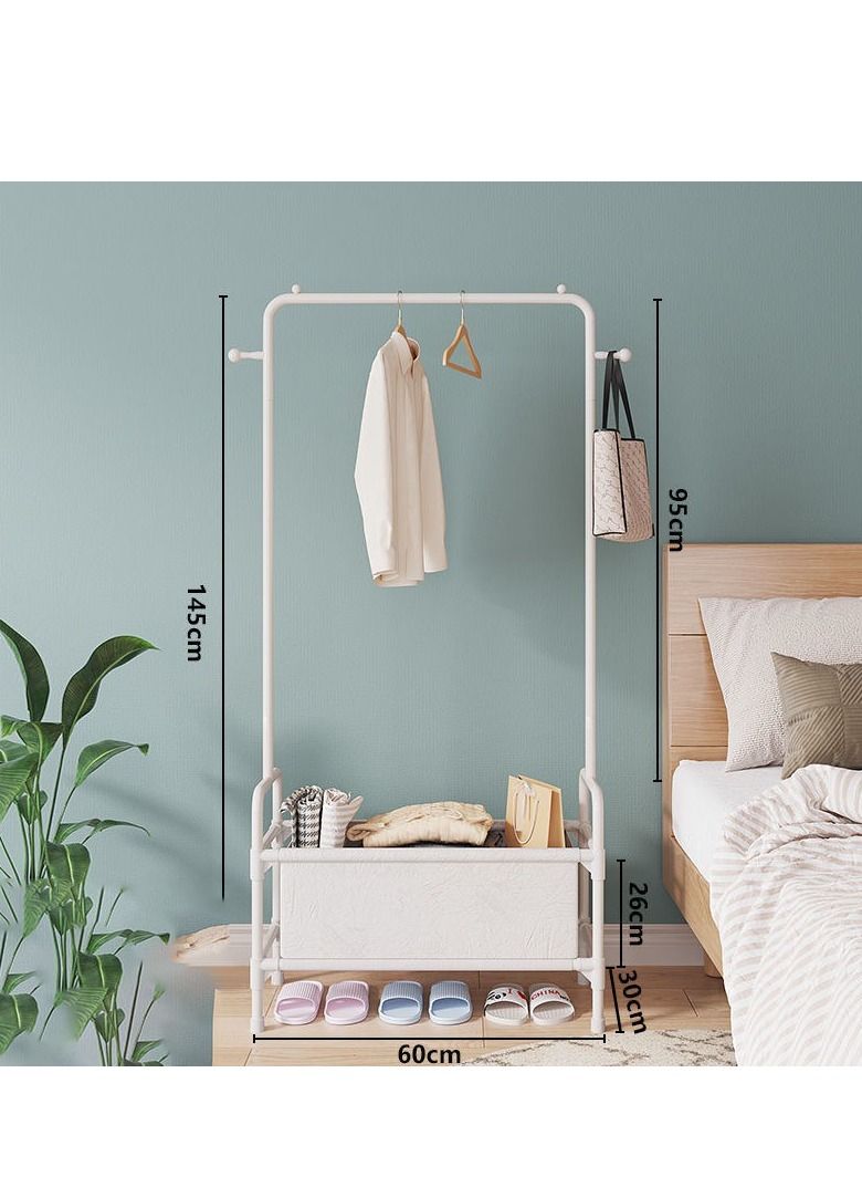 MIXDE رف الملابس مع سلة تخزين، رف ملابس معدني قائم بذاته، منظم ملابس قياسي لتعليق الملابس