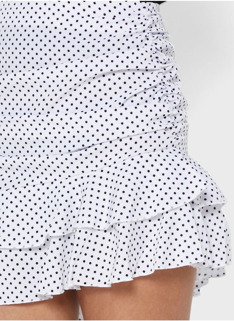 Ginger - Polka Dot Ruffle Detail Mini Skirt - Image 1