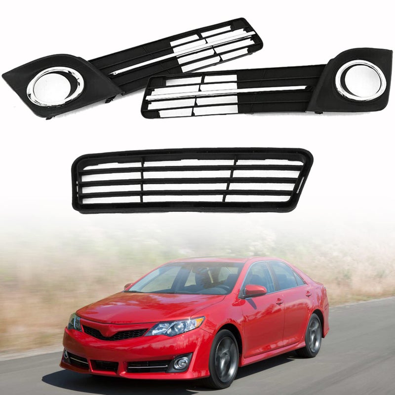 SEBLAFF 3Pack Front Bumper Fog Light Cover Grilles Replacement for 20122014 Camry SE