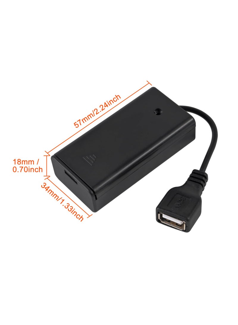 Excefore USB Female Socket, 4 Pcs 2 AA Battery Holder, with Leads, 4 AA Battery Holder with Wires - Image 2