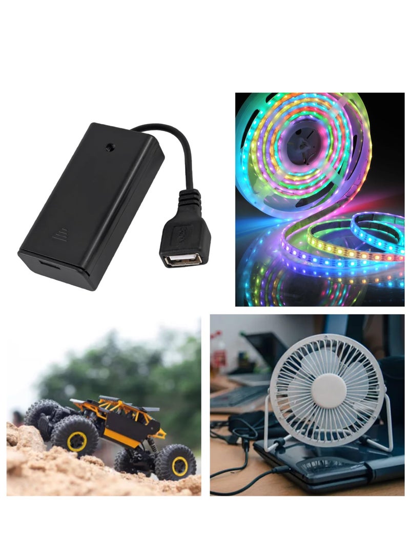 Excefore USB Female Socket, 4 Pcs 2 AA Battery Holder, with Leads, 4 AA Battery Holder with Wires - Image 5