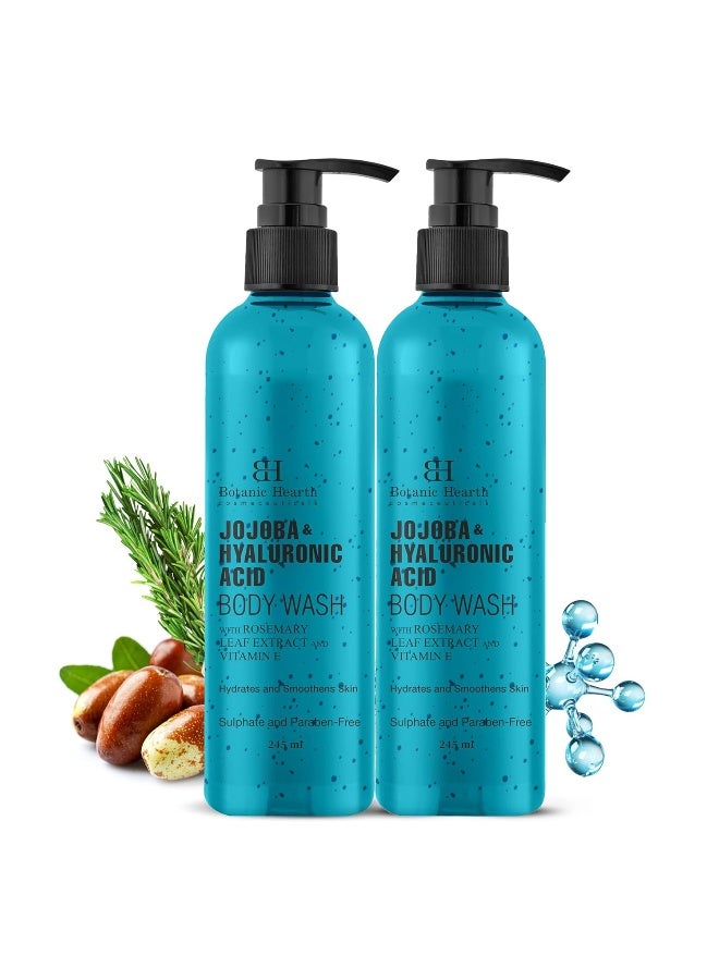 Botanic Hearth Jojoba & Hyaluronic Acid Body Wash Pack of 2 | 245ml Each | With Sea Butter & Sweet Almond Oil | Moisturizing Shower Gel | Sulfate & Paraben Free | For Women & Men - Image 1