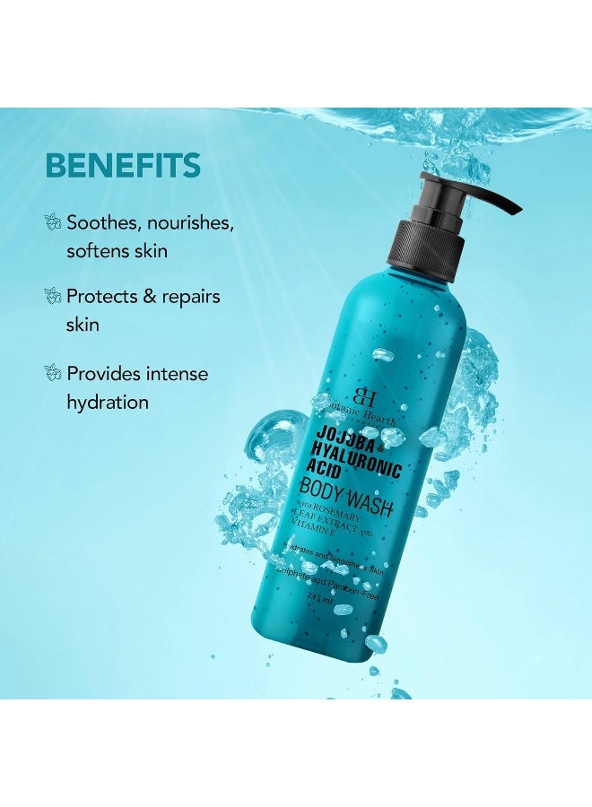 Botanic Hearth Jojoba & Hyaluronic Acid Body Wash Pack of 2 | 245ml Each | With Sea Butter & Sweet Almond Oil | Moisturizing Shower Gel | Sulfate & Paraben Free | For Women & Men - Image 2