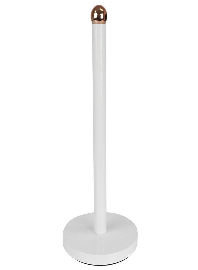Home Basics Grove Free Standing Paper Towel Holder with Weighted Padded Base, White, 13.5" - Image 1