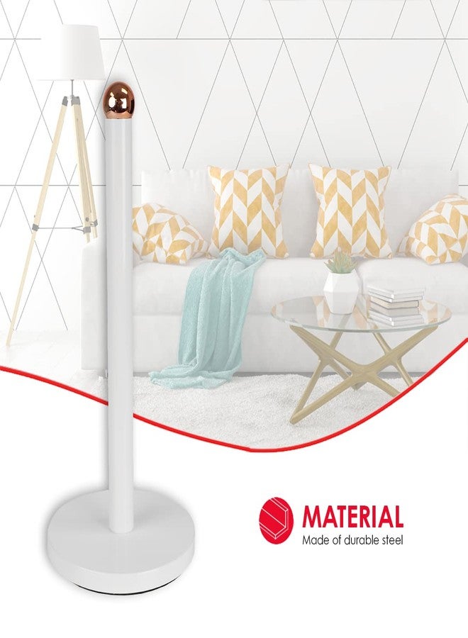 Home Basics Grove Free Standing Paper Towel Holder with Weighted Padded Base, White, 13.5" - Image 2