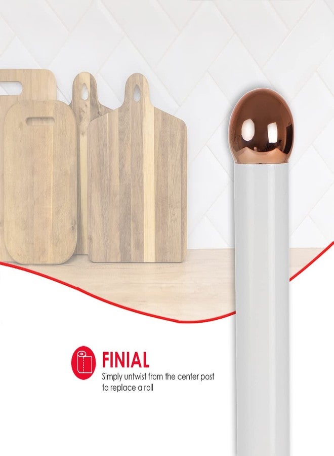 Home Basics Grove Free Standing Paper Towel Holder with Weighted Padded Base, White, 13.5" - Image 4