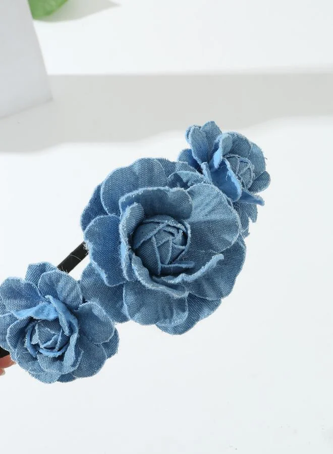 Take Two Take Two Blue Denim Flower Headband