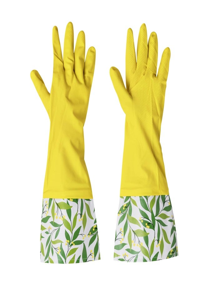 Evriholder Glam-Gloves Reusable Latex Dishwashing Gloves for Kitchen or Cleaning, Yellow, 3 Pairs, Patterns May Vary - Image 2