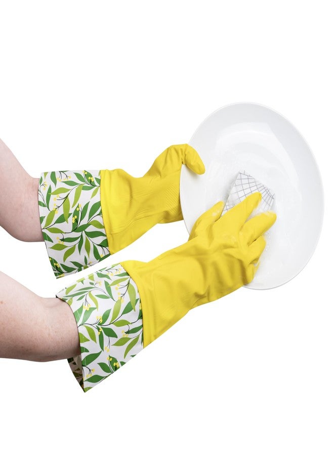 Evriholder Glam-Gloves Reusable Latex Dishwashing Gloves for Kitchen or Cleaning, Yellow, 3 Pairs, Patterns May Vary - Image 4