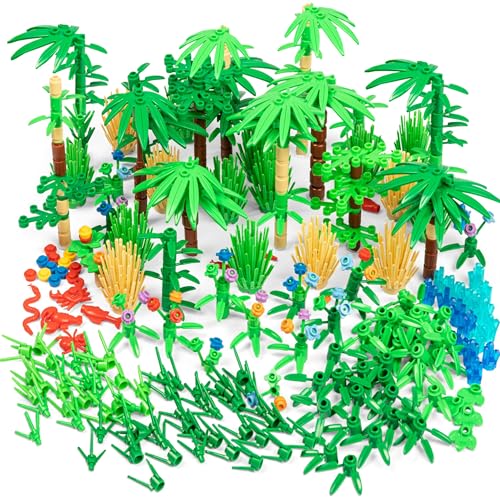 Play Platoon 404 Piece Jungle Building Bricks Kit Botanical Forest Building Block Compatible with Major Brand Accessories Set with Plants Trees Bushes Trees Flowers Forest Scenery - Image 1