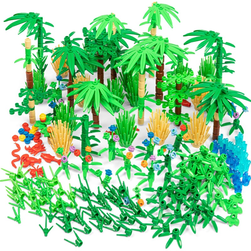 Play Platoon 404 Piece Jungle Building Bricks Kit Botanical Forest Building Block Compatible with Major Brand Accessories Set with Plants Trees Bushes Trees Flowers Forest Scenery - Image 2