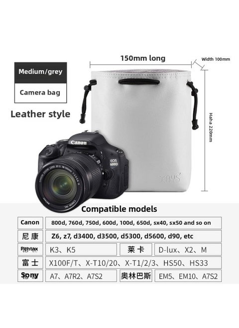 Lifetime Camera Bag Mini Single Liner Protective Cover Waterproof Suitable For Sony Canon Fuji SLR Storage Bag-Color:Square Mat Grey Medium