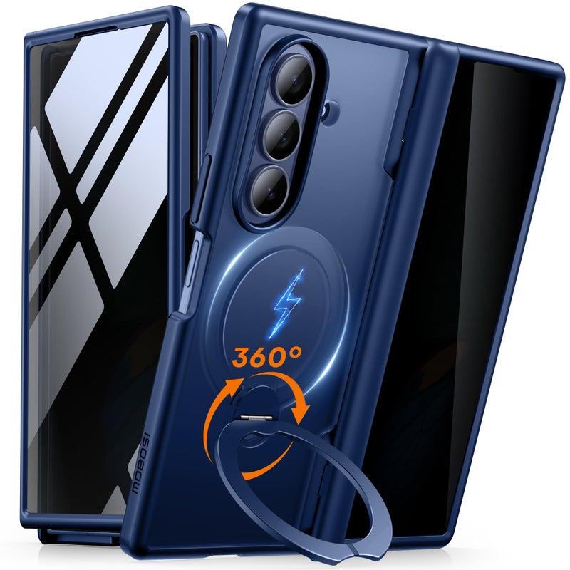 MOBOSI for Z Fold 7 Case with Rotatable Ring Stand & Privacy Screen Protector, Compatible with Magsafe, 18FT MIL-Grade Protection, Magnetic Shockproof Slim Case for Samsung Galaxy Z Fold7, Blue - Image 1