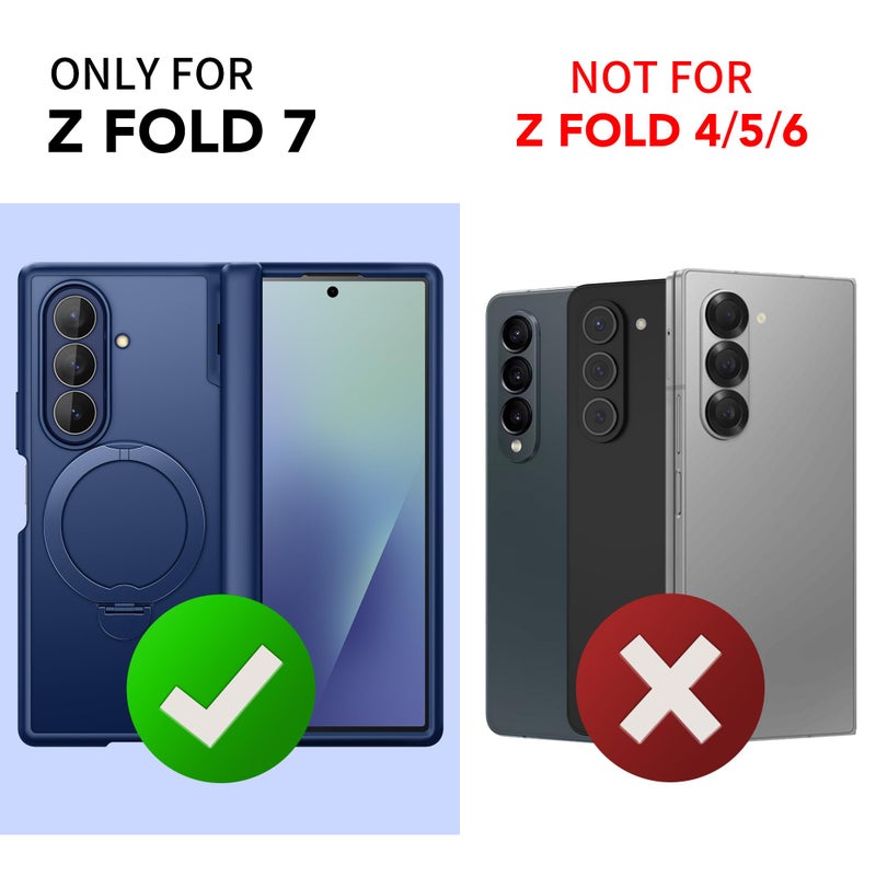 MOBOSI for Z Fold 7 Case with Rotatable Ring Stand & Privacy Screen Protector, Compatible with Magsafe, 18FT MIL-Grade Protection, Magnetic Shockproof Slim Case for Samsung Galaxy Z Fold7, Blue - Image 5