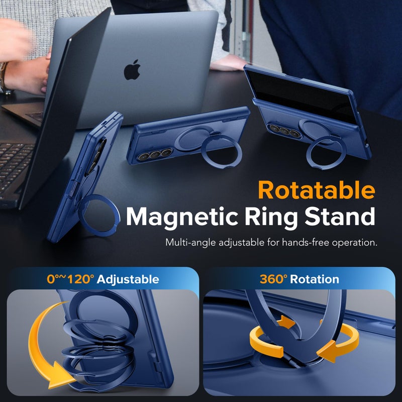 MOBOSI for Z Fold 7 Case with Rotatable Ring Stand & Privacy Screen Protector, Compatible with Magsafe, 18FT MIL-Grade Protection, Magnetic Shockproof Slim Case for Samsung Galaxy Z Fold7, Blue - Image 2