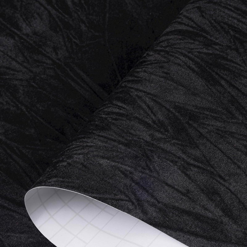 Decotalk 2ft X 10ft Black Adhesive Velvet Fabric Velvet Peel and Stick Wallpaper Black Felt Contact Paper for Shelf Lining Drawer Liner Solid Color Flocking Wallpaper Felt Wall Paper Self Adhesive - Image 2