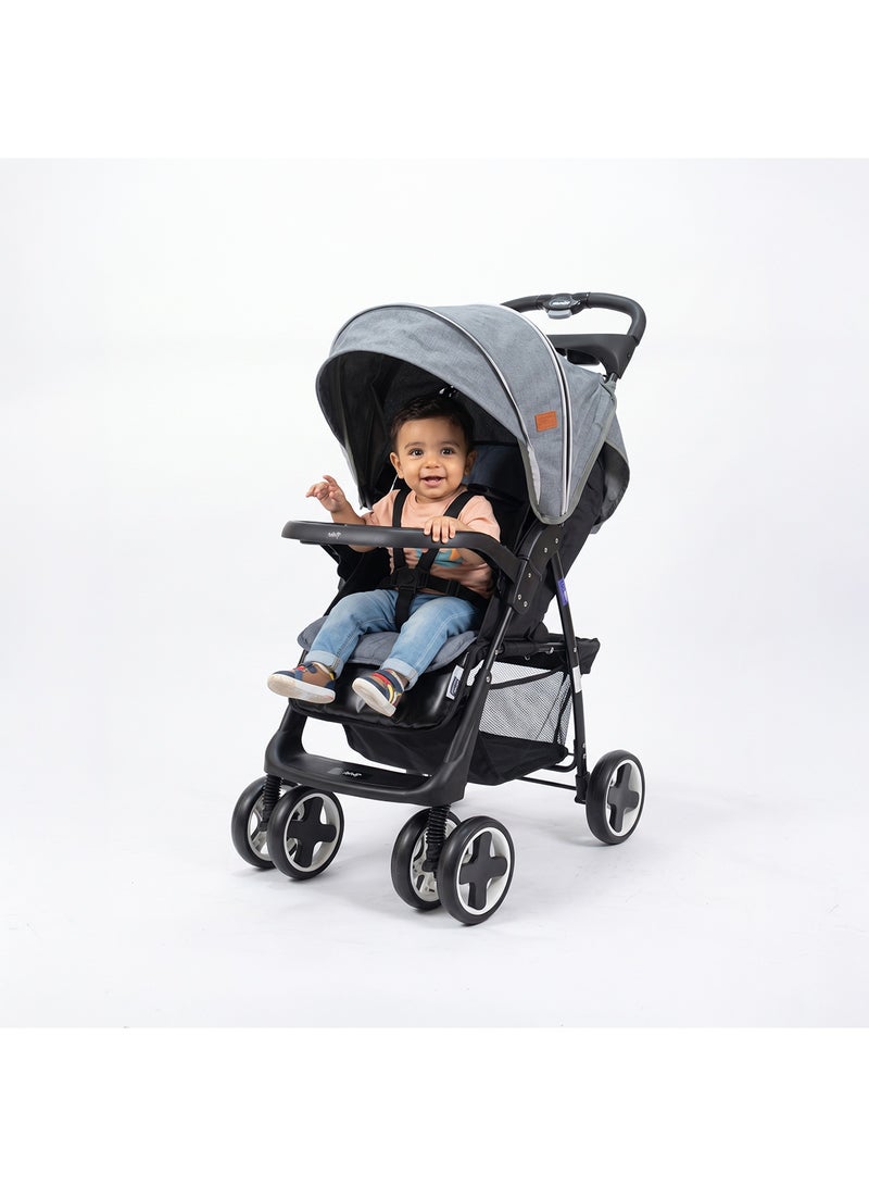 infinity Baby Stroller comfortably Foldable, One-Handed, 5-Point Safety Belts, Fits up to 30 kg_grey - Image 2