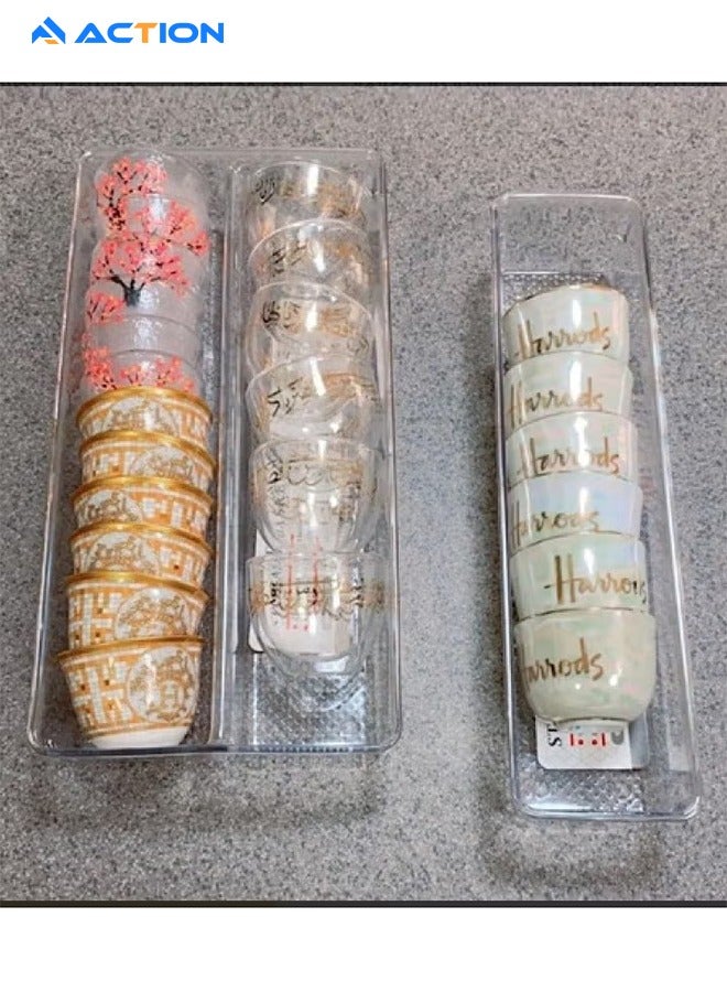 أكشن مجموعة من 4 صناديق تخزين شفافة --بتصميم أنيق، مناسب تماما للكؤوس والسكاكين والشوك وعيدان الطعام، يجمع بين الجمال والوظيفة، مناسب لأسلوب المطبخ. - Image 1